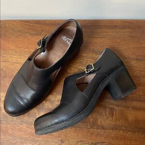 Dansko Hollie Black Leather Heeled Shoes
